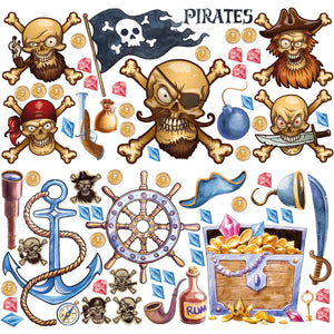 Piraten Wandtattoo XXL Set | Kinderzimmer Aufkleber bunt Wanddeko Sunnywall