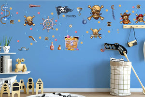 Piraten Wandtattoo XXL Set | Kinderzimmer Aufkleber bunt Wanddeko Sunnywall