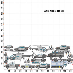 Polizei Wandtattoo XXL Set | Kinderzimmer Aufkleber bunt Wanddeko Sunnywall
