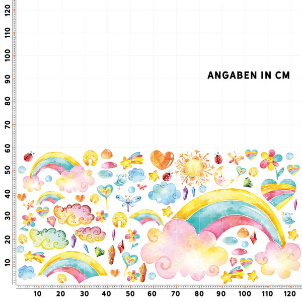 Regenbogenzimmer XXL Set | Kinderzimmer Aufkleber bunt Wanddeko Sunnywall