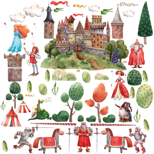 Ritterzimmer Wandtattoo XXL Set Kinderzimmer Aufkleber bunt Wanddeko Sunnywall