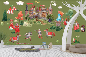 Ritterzimmer Wandtattoo XXL Set Kinderzimmer Aufkleber bunt Wanddeko Sunnywall