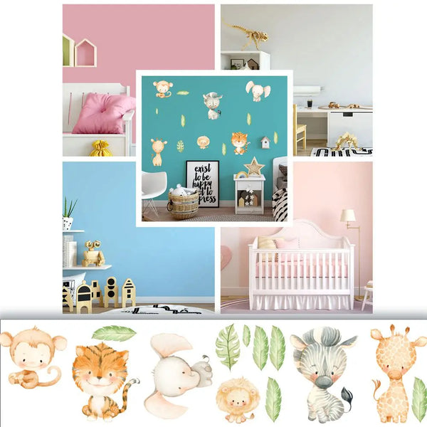 Safari Babies - Wandtattoo Kinderzimmer Baby Wandaufkleber - 6 x A4 Set Sunnywall