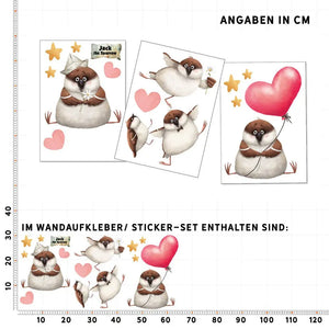 Spatz Vogel - Jack the Sparrow - Wandtattoo Kinderzimmer Baby Wandaufkleber Sunnywall