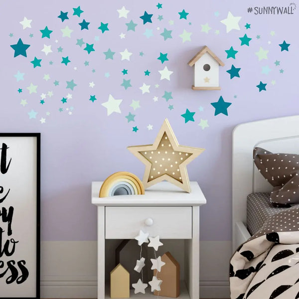 Sterne Aufkleber Stars Wandtattoo - selbstklebende Wandsticker in verschiedenen Farben Sunnywall