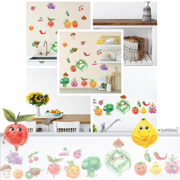 Sweet Fruits Set 1 - Wandtattoo Kinderzimmer Küche Wandaufkleber Sunnywall