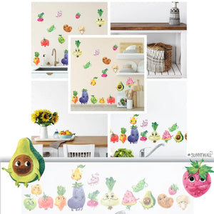 Sweet Fruits Set 2 - Wandtattoo Kinderzimmer Küche Wandaufkleber Sunnywall