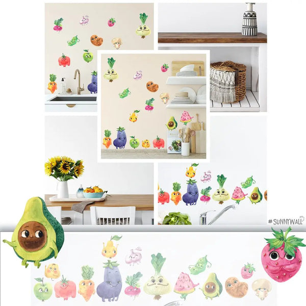 Sweet Fruits Set 2 - Wandtattoo Kinderzimmer Küche Wandaufkleber Sunnywall