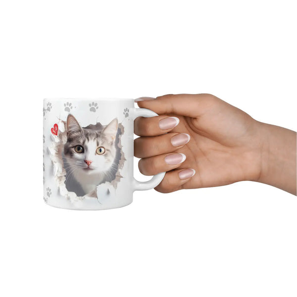 Tasse | Hauskatze | grau-weisses Fell | schnurrender Charme | Katzenrassen Kollektion Sunnywall