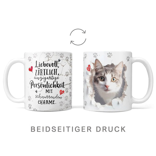 Tasse | Hauskatze | grau-weisses Fell | schnurrender Charme | Katzenrassen Kollektion Sunnywall