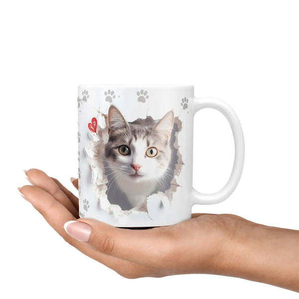 Tasse | Hauskatze | grau-weisses Fell | schnurrender Charme | Katzenrassen Kollektion Sunnywall
