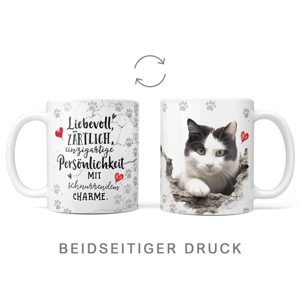 Tasse | Hauskatze | schwarz-weisses Fell | schnurrender Charme | Katzenrassen Kollektion Sunnywall