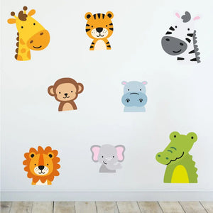 Tiere Wildtiere - Wandtattoo Kinderzimmer Baby Wandaufkleber - 6 x A4 Set Sunnywall