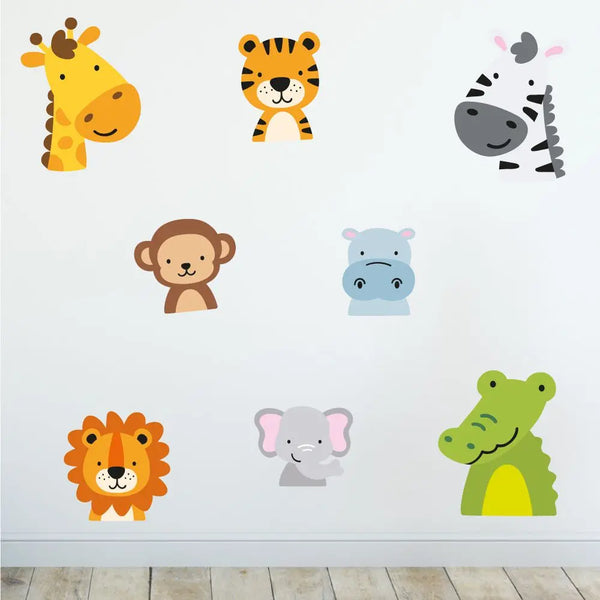 Tiere Wildtiere - Wandtattoo Kinderzimmer Baby Wandaufkleber - 6 x A4 Set Sunnywall