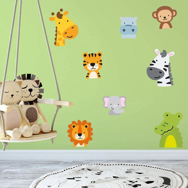 Tiere Wildtiere - Wandtattoo Kinderzimmer Baby Wandaufkleber - 6 x A4 Set Sunnywall
