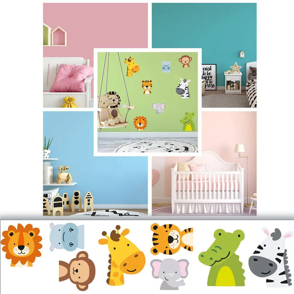 Tiere Wildtiere - Wandtattoo Kinderzimmer Baby Wandaufkleber - 6 x A4 Set Sunnywall