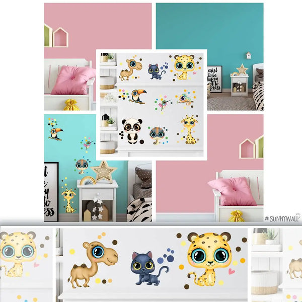 Tropical Tierparade  - Wandtattoo Kinderzimmer Baby Wandaufkleber Sunnywall