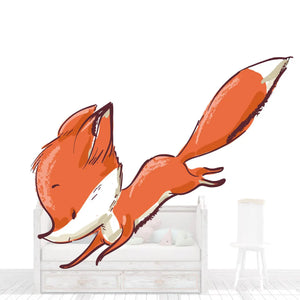 Wandtattoo Aufkleber Fuchs beim Absprung Sunnywall