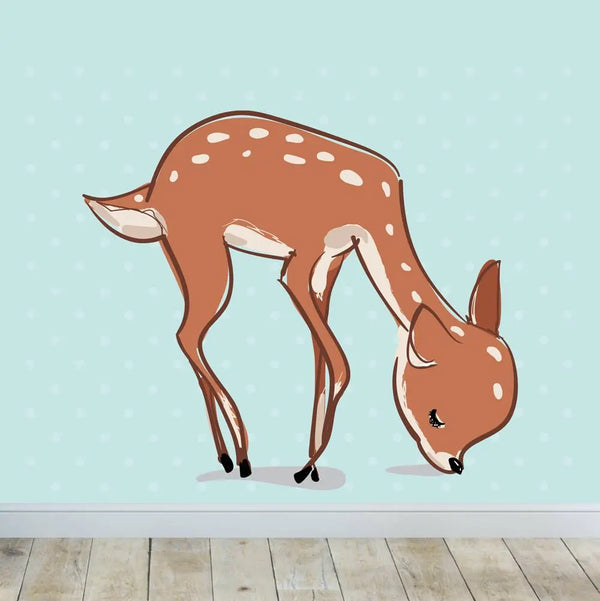 Wandtattoo Aufkleber - Trinkendes oder futterndes Rehkitz Sunnywall