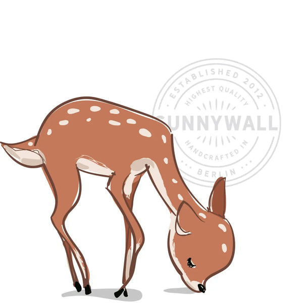 Wandtattoo Aufkleber - Trinkendes oder futterndes Rehkitz Sunnywall