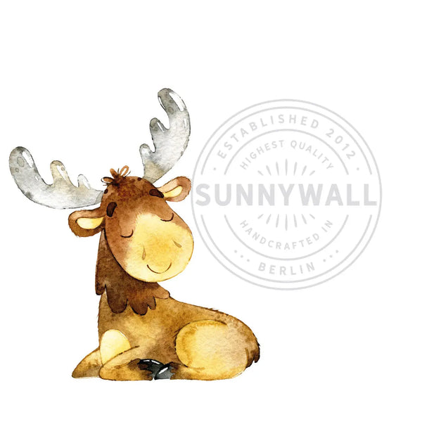 Wandtattoo Aufkleber Wandsticker Elch Hirsch deer Kinderzimmer Dekoration liegend Sunnywall