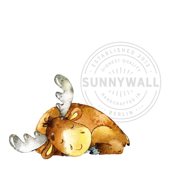 Wandtattoo Aufkleber Wandsticker Elch Hirsch deer Kinderzimmer Dekoration schlafend Sunnywall
