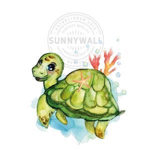 Wandtattoo Aufkleber Wandsticker Schildkröte Trinchen turtle Kinderzimmer Dekoration Sunnywall