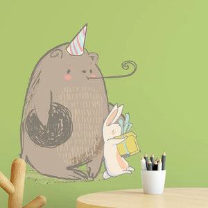 Wandtattoo - Bär Hase Geschenk Aufkleber Wandsticker Sunnywall