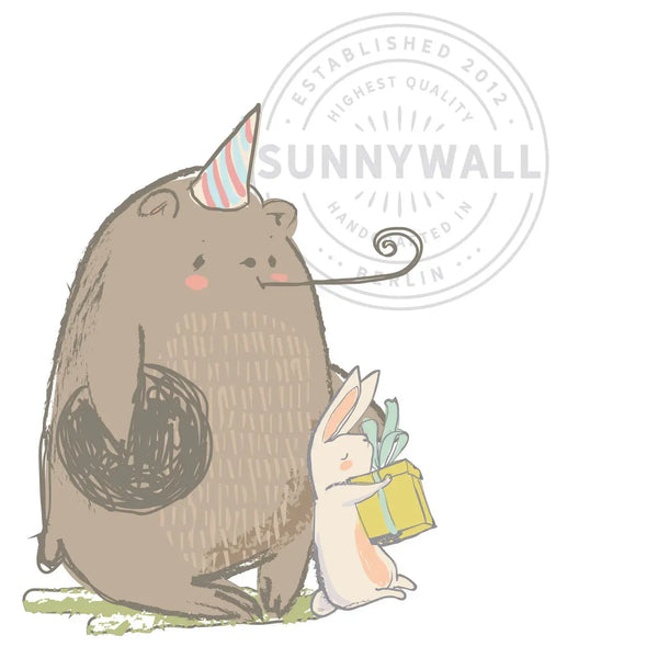 Wandtattoo - Bär Hase Geschenk Aufkleber Wandsticker Sunnywall
