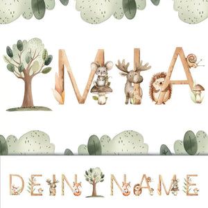 Wandtattoo Buchstaben - ABC Waldtiere - Aufkleber für Wand & Tür Sunnywall