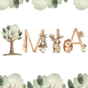 Wandtattoo Buchstaben - ABC Waldtiere - Aufkleber für Wand & Tür Sunnywall