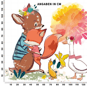 Wandtattoo - Fuchs und Rehkitz und Gans Aufkleber Wandsticker Sunnywall