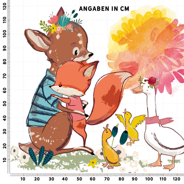 Wandtattoo - Fuchs und Rehkitz und Gans Aufkleber Wandsticker Sunnywall
