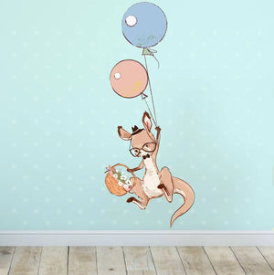 Wandtattoo - Hipster Känguru Luftballon fliegend - Aufkleber Wandsticker Sunnywall