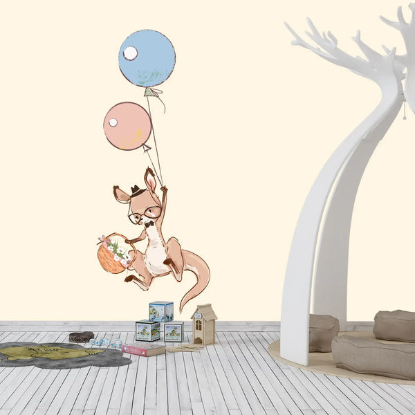 Wandtattoo - Hipster Känguru Luftballon fliegend - Aufkleber Wandsticker Sunnywall