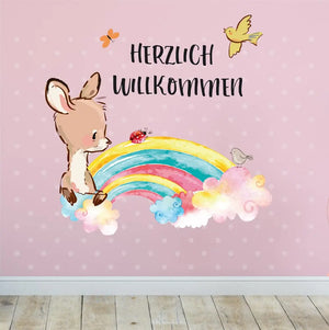 Wandtattoo - Känguru Herzlich Willkommen - Aufkleber Wandsticker Sunnywall