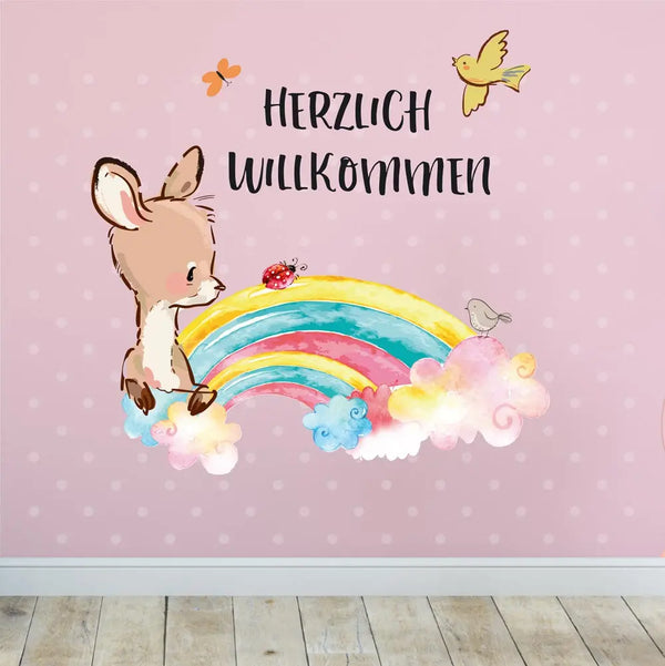 Wandtattoo - Känguru Herzlich Willkommen - Aufkleber Wandsticker Sunnywall