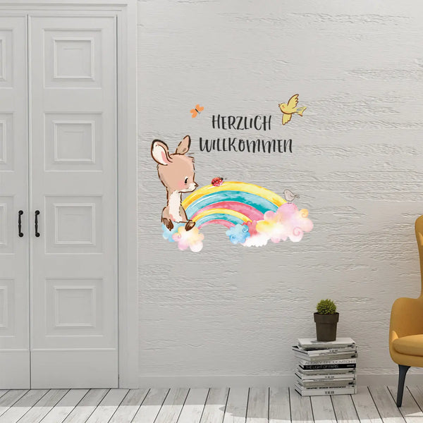 Wandtattoo - Känguru Herzlich Willkommen - Aufkleber Wandsticker Sunnywall