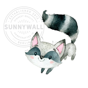 Wandtattoo - Springender Waschbär für Kinderzimmer Sunnywall