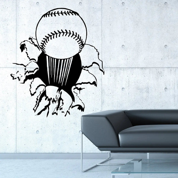 Wandtattoo | Baseball Sport Freizeit Ball | Wanddurchbruch Sunnywall