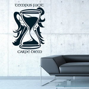 Wandtattoo | Sanduhr mit Spruch | Tempus Fugit - Carpe Diem | Die Zeit vergeht - Nutze den Tag Sunnywall