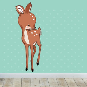 Wandtattoo - neugieriges kleines Rehkitz - Wandsticker Aufkleber Sunnywall