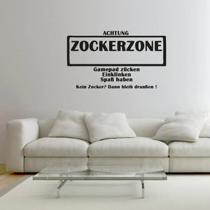 Wandtattoos Türaufkleber Zockerzone Für alle PC - Wii - Ps3 - XBOX360 und Co. Gamer Sunnywall