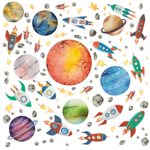 Weltraum Planeten Wandtattoo XXL Set | Kinderzimmer Aufkleber bunt Wanddeko Sunnywall