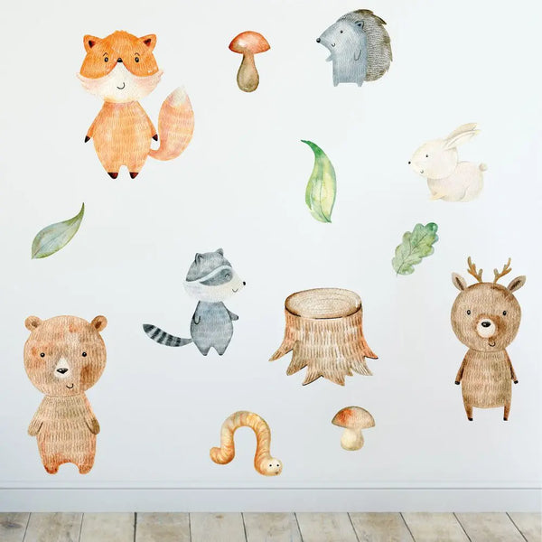 Woodland - Wandtattoo Kinderzimmer Baby Wandaufkleber - 6 x A4 Set Sunnywall