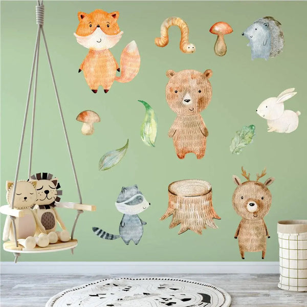 Woodland - Wandtattoo Kinderzimmer Baby Wandaufkleber - 6 x A4 Set Sunnywall
