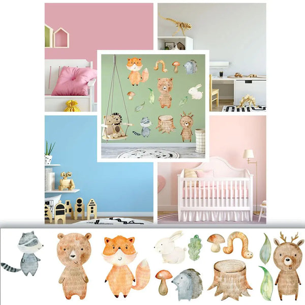Woodland - Wandtattoo Kinderzimmer Baby Wandaufkleber - 6 x A4 Set Sunnywall