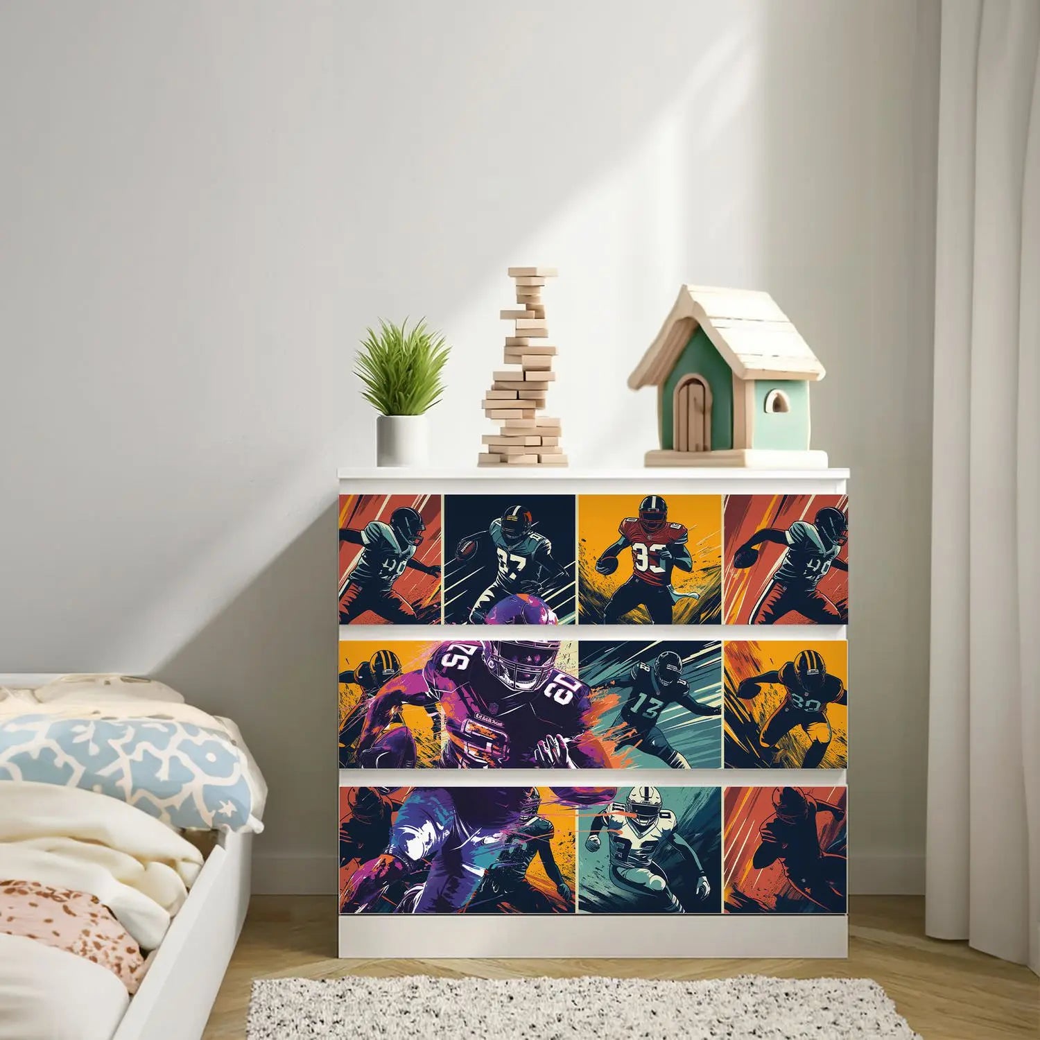 Möbelfolie passend für IKEA Malm Kommode American Football Schrankfolie - Sunnywall - Individualität trifft Design