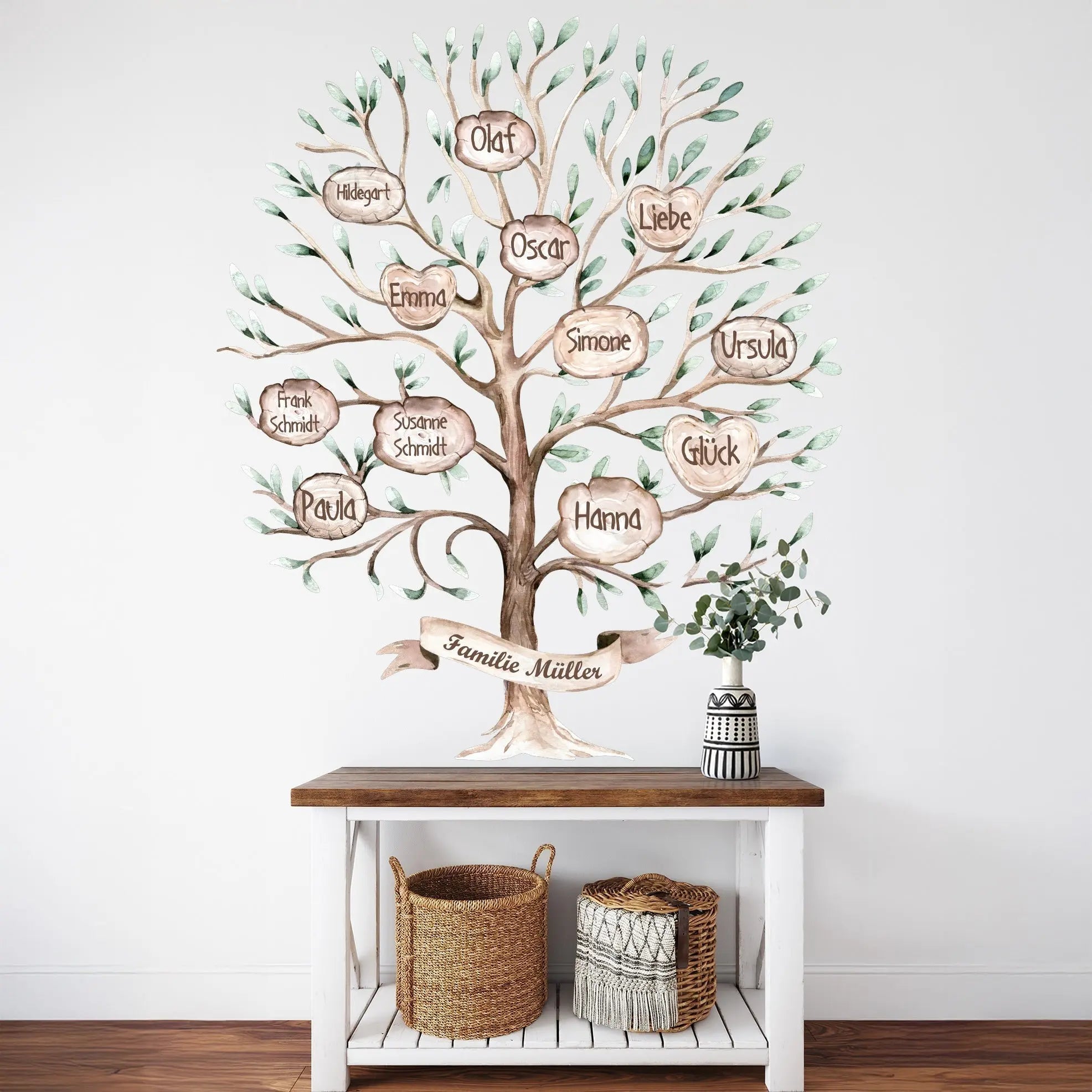 Wandtattoo Familienbaum mit Namen – Dein Zuhause, Deine Geschichte - Sunnywall - Individualität trifft Design