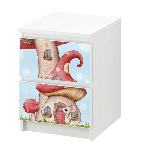 Möbelfolie passend für IKEA Malm Kommode Maus auf Pilz Schrankfolie - Sunnywall - Individualität trifft Design